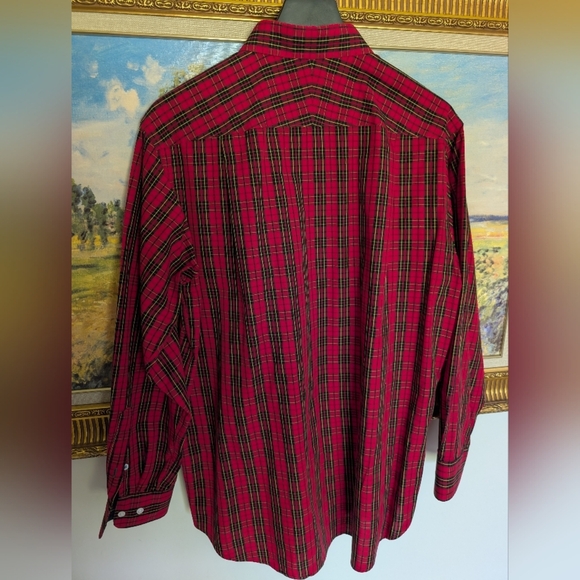 J.Mclaughlin Black/Red Plaid Shirt - Picture 2 of 3